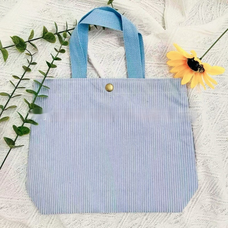 Sarah Express Women's Canvas Tote Bag - Minimalist Double-Sided Print Shoulder Bag with Embroidered Logo Type B Light Blue Embroidered Name Style