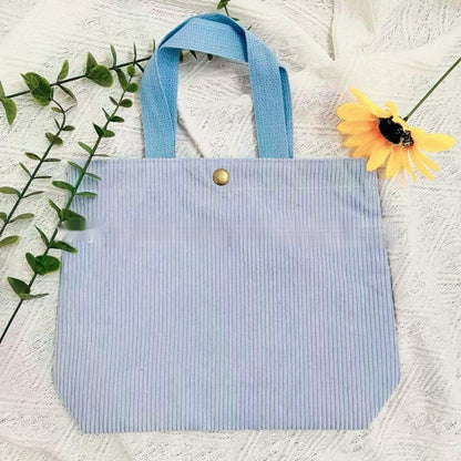 Sarah Express Women's Canvas Tote Bag - Minimalist Double-Sided Print Shoulder Bag with Embroidered Logo Type B Light Blue Embroidered Name Style