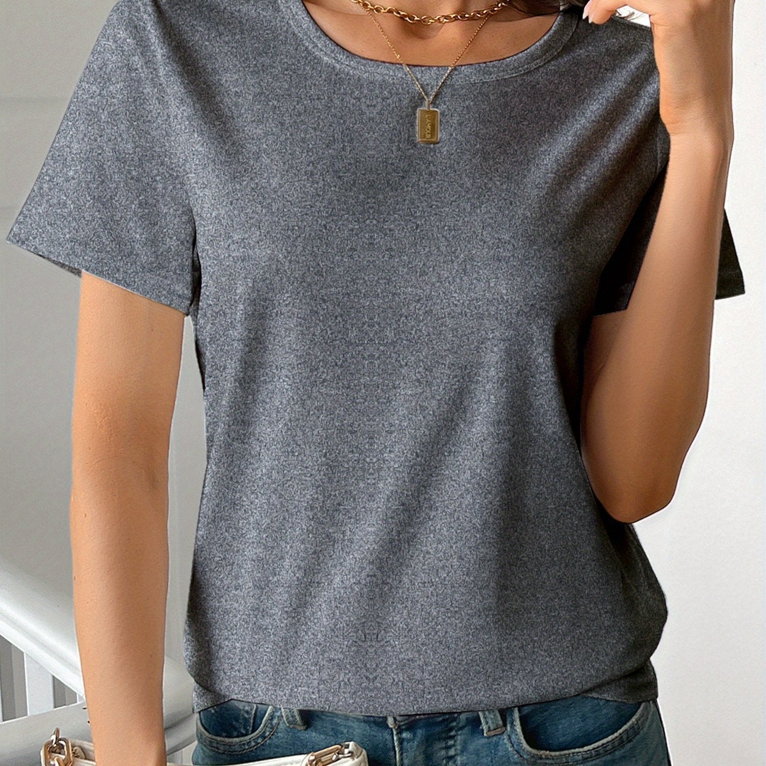 Sarah Express Women's Round Neck Short Sleeve Cotton T-Shirt 3D Print Casual