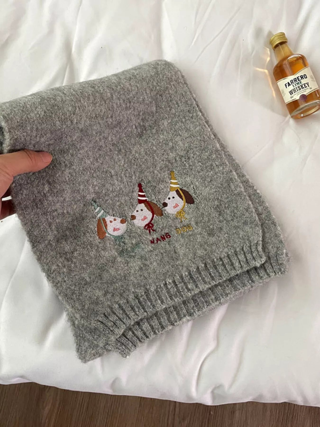 Sarah Express Women's Embroidered Dog Plush Scarf