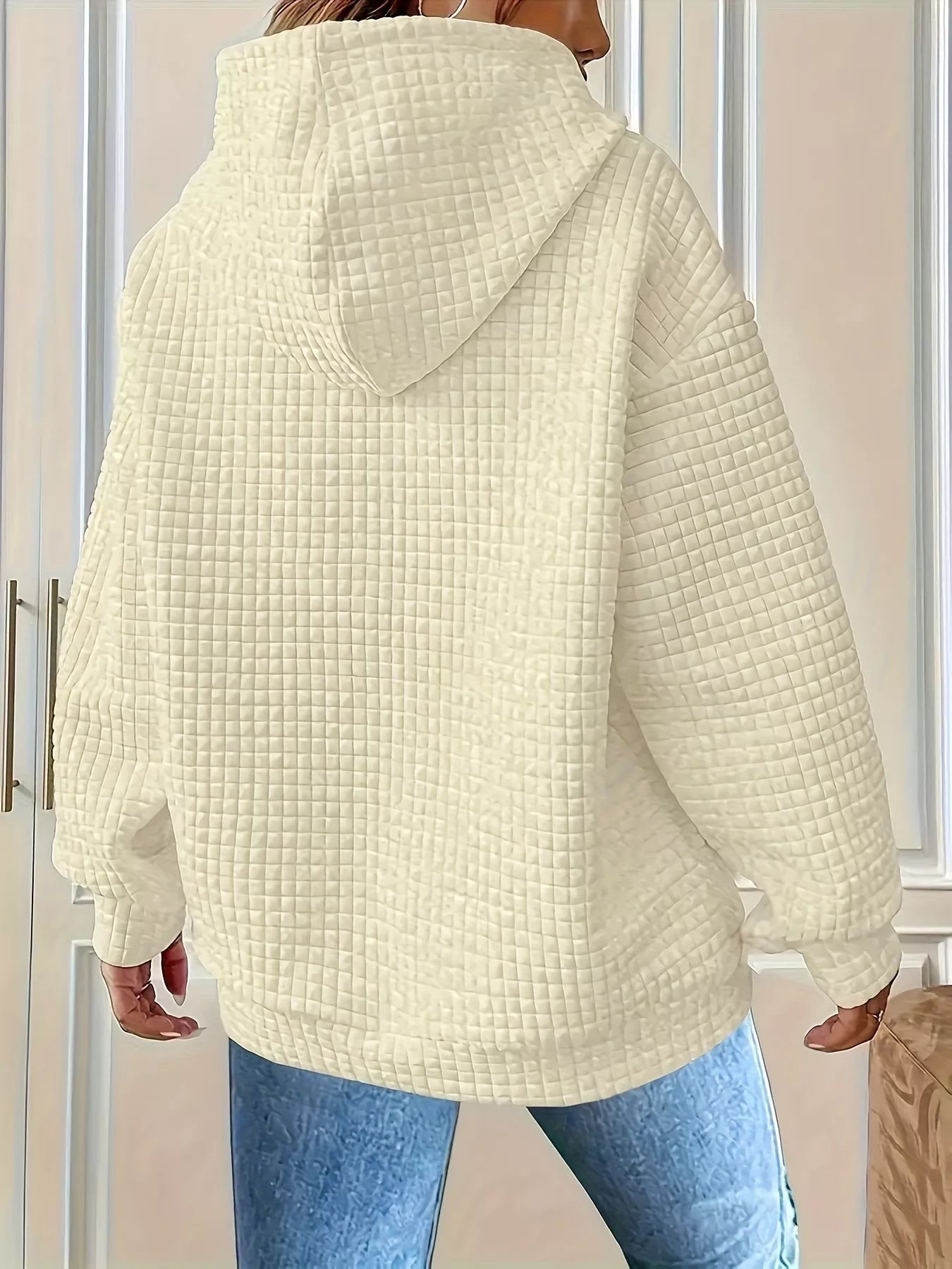 Sarah Express Women's Textured Knit Drawstring Hoodie