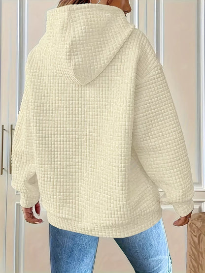 Sarah Express Women's Textured Knit Drawstring Hoodie