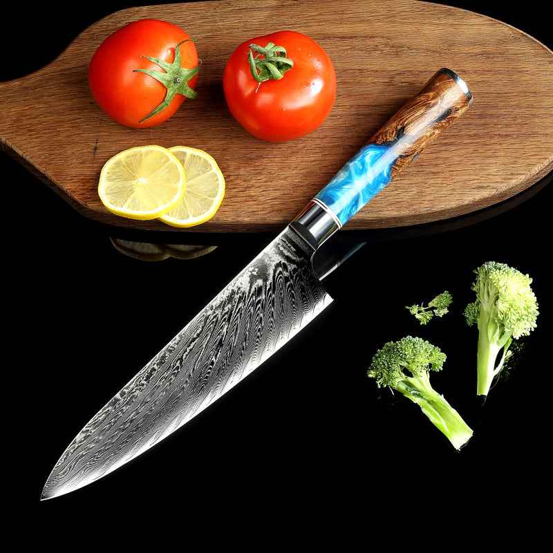 Sarah Express 67-Layer Damascus Steel Chef Knife - Professional Japanese Kitchen Knife Blue handle with box
