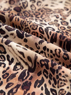 Sarah Express Women's Leopard Ruffled Detail Long Sleeve Loose Mini Dress