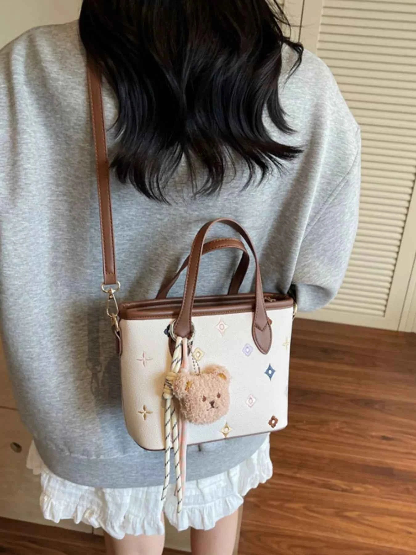 Sarah Express Women's Embroidered Pattern Crossbody Bag - Mini PU Leather Shoulder Bag