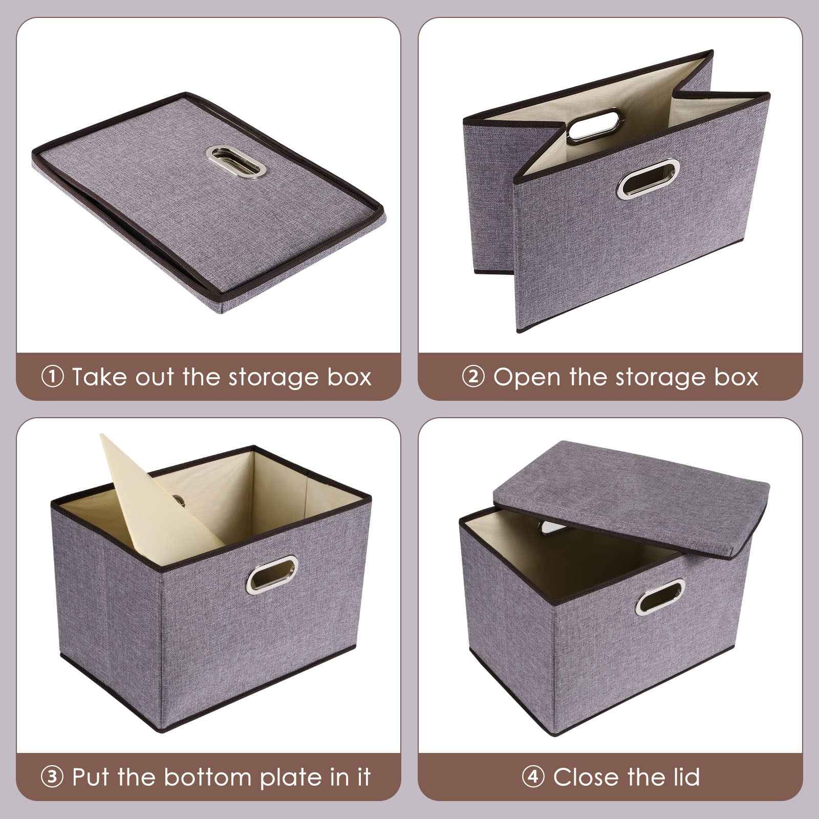 Sarah Express Cotton Linen Storage Box Set - Foldable Clothing Organizer with Lid