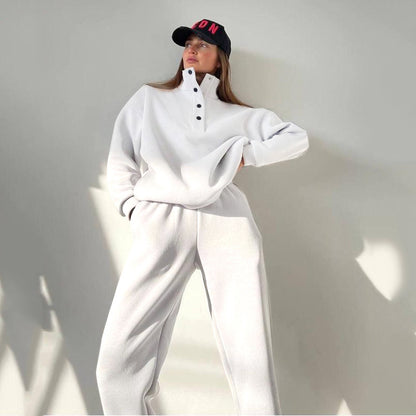 Sarah Express Women's Oversized Hoodie and Jogger Set - 2 Piece Tracksuit Lounge Wear White