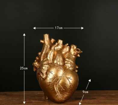 Sarah Express Nordic Heart Flower Vase Resin Sculpture Desktop Planter Home Decor Ornament Gold Big
