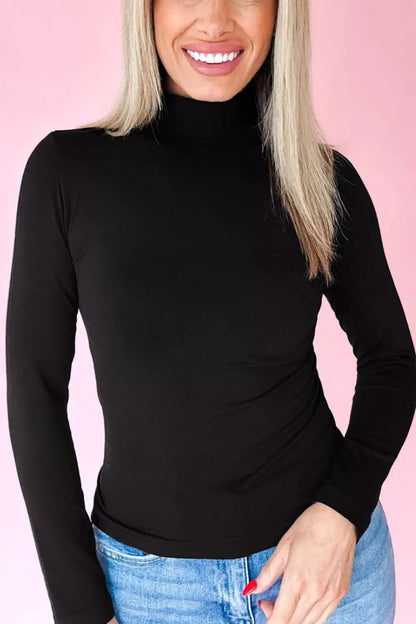 Sarah Express Women's Slim Fit High Neck Long Sleeve Basic Top