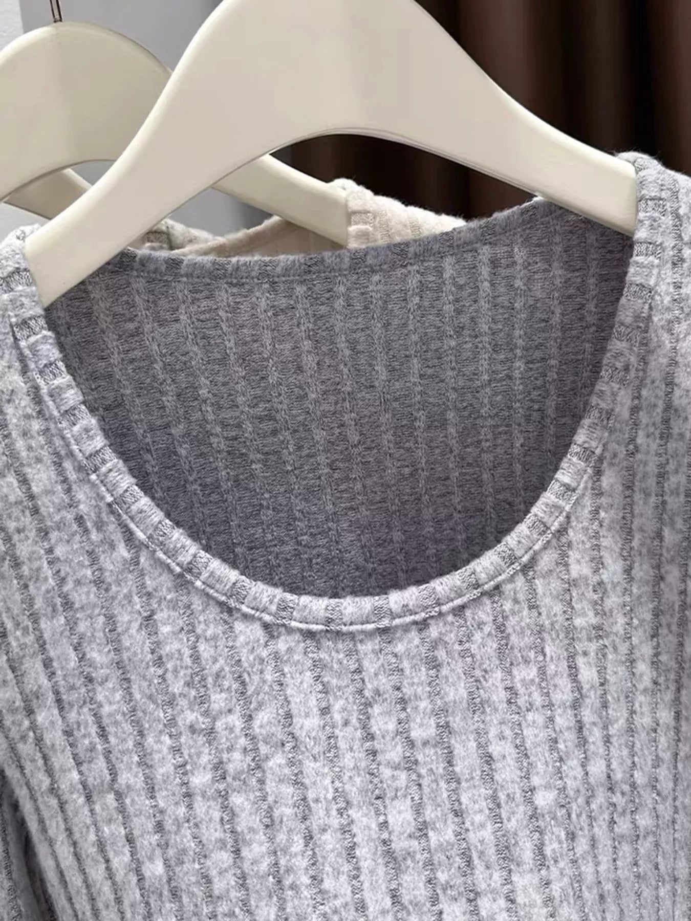 Trendsi Women's Ribbed Knit Slim Fit Long Sleeve T-Shirt