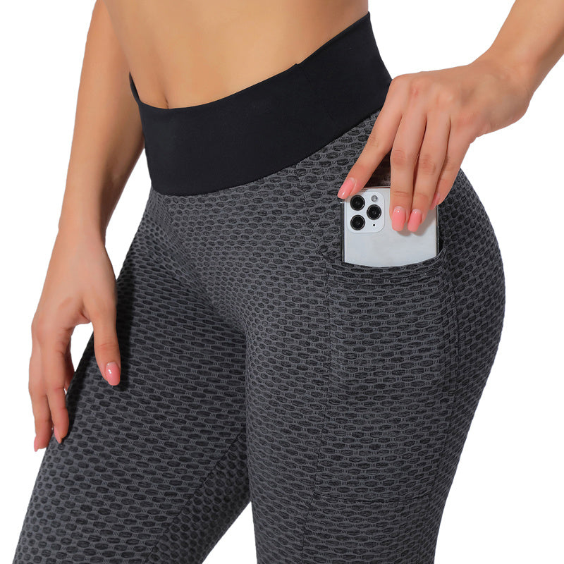 Sarah Express Women's Hip Lifting High Waist Yoga Pants Sports Leggings Nine Length