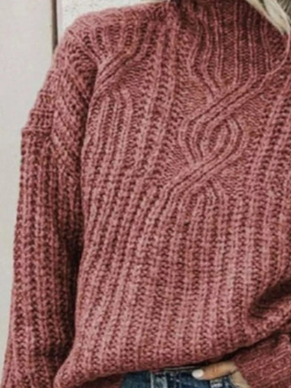 Sarah Express Women's Turtleneck Cable-Knit Sweater Plus Size Long Sleeve