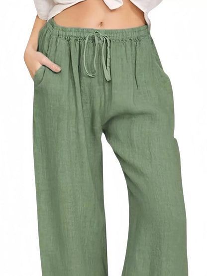 Sarah Express Women's Casual Wide Leg Pants with Drawstring
