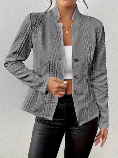 Sarah Express Women's Textured Knit Button-Front Blazer Dark Gray