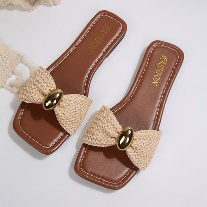 Womens Casual Outdoor Flat-Heel Summer Plus-Size Slippers