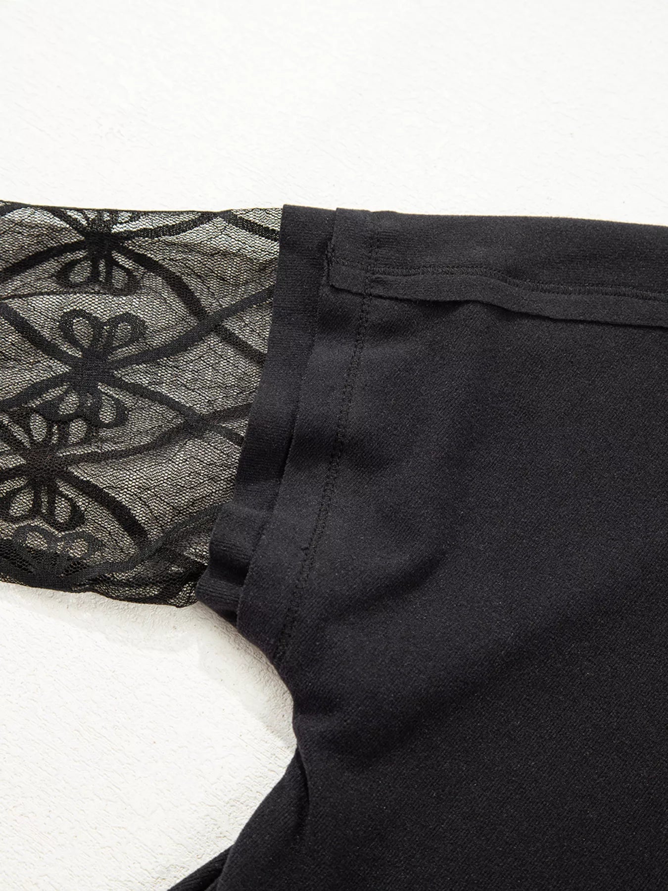 Sarah Express Women's Solid Color Bow Textured Patchwork Long Sleeve Top