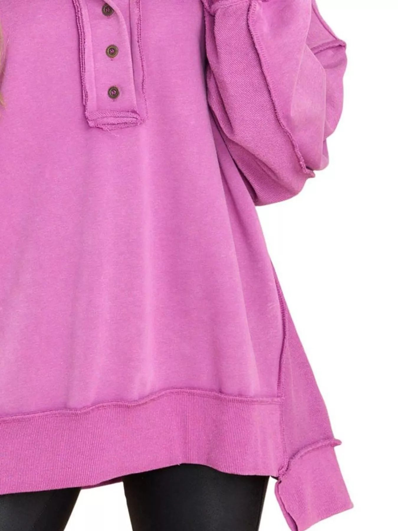 Sarah Express Women's Half Snap Long Sleeve Oversized Sweatshirt