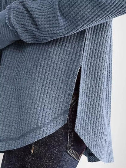 Sarah Express Women's Slit Notched Long Sleeve T-Shirt