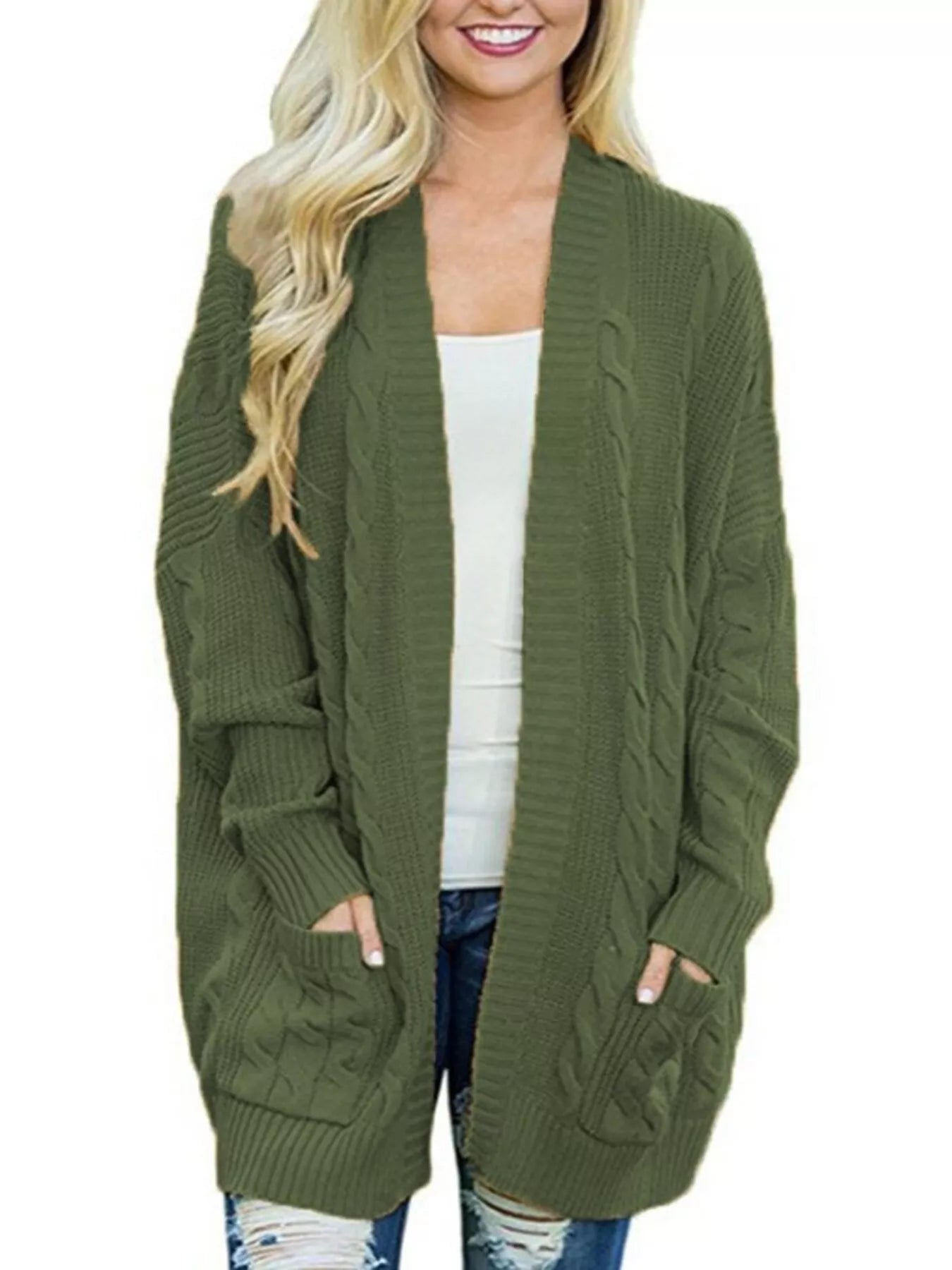Sarah Express Women's Chunky Knit Open Front Cardigan - Cozy Oversized Plus Size Sweater