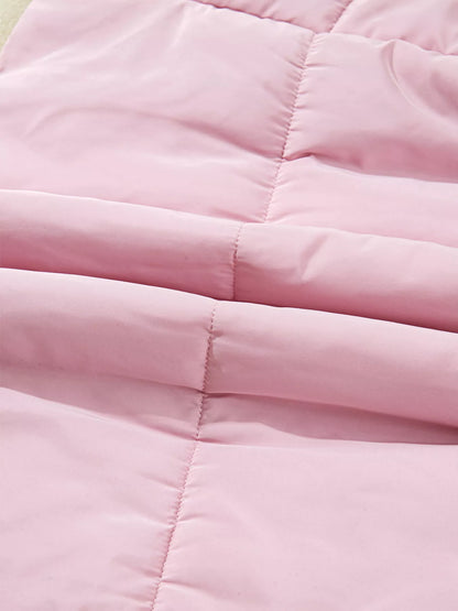 Sarah Express Women's Stand Neck Flutter Sleeve Snap Button Puffer Vest