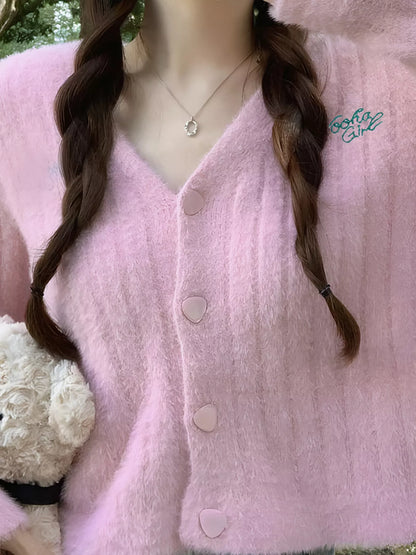 Sarah Express Women's Button Up Ribbed Knit Cardigan Pink One Size