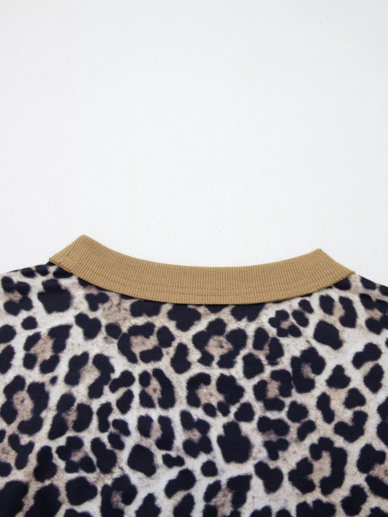 Sarah Express Women's Leopard Print Color Block Round Neck Top