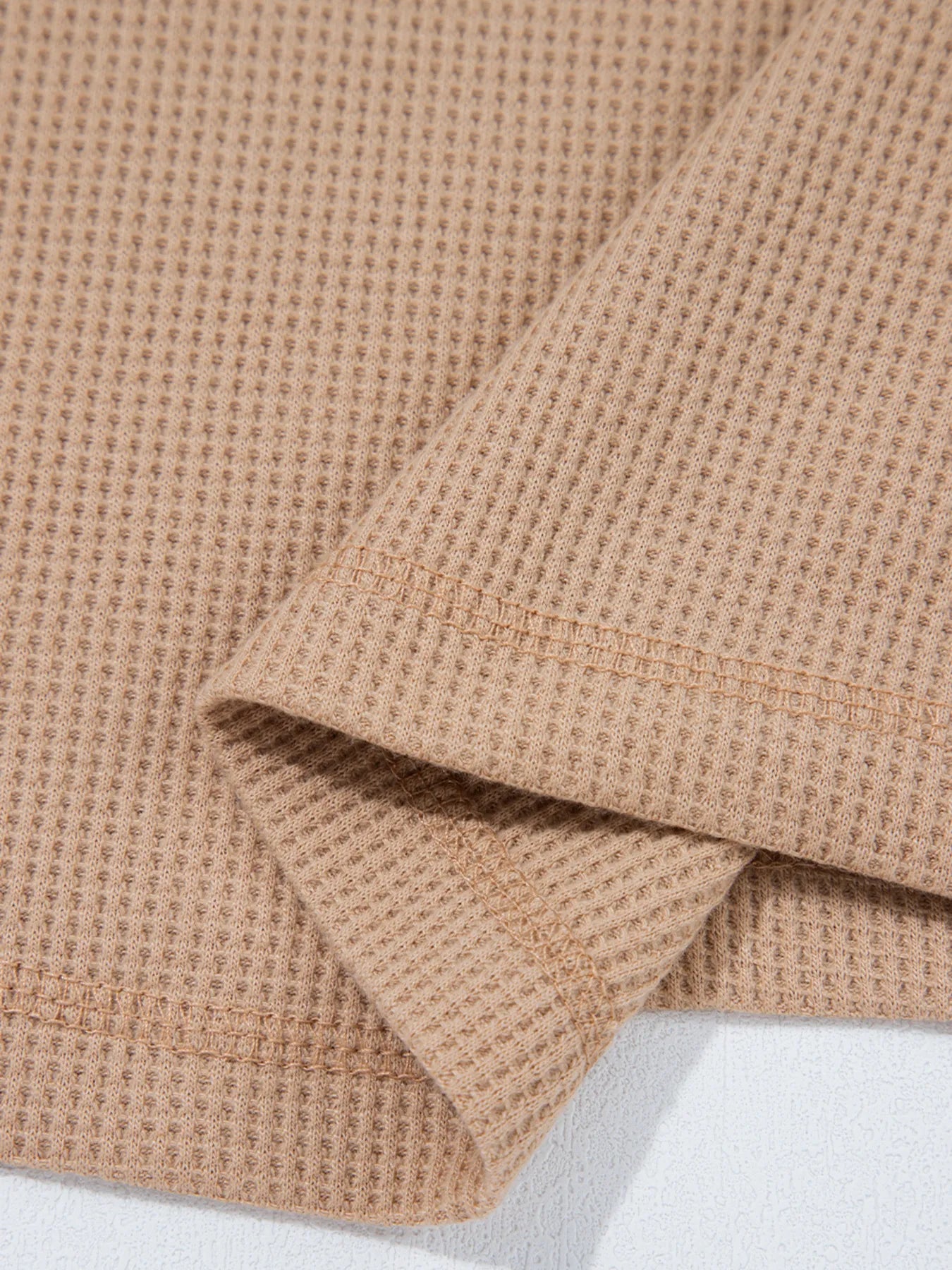 Sarah Express Women's Waffle Textured Tunic Henley Top with Slits