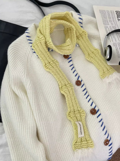 Sarah Express Women's Knitted Plush Trim Scarf Yellow One Size