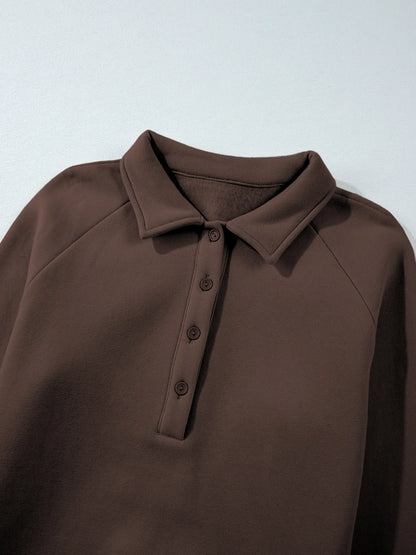 Sarah Express Women's Collared Sweatshirt and High Waist Pants Active Set