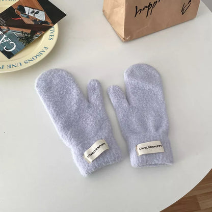 Sarah Express Women's Warm Plush Knitted Mitten Gloves - Faux Cashmere Winter Mittens Purple ONESIZE