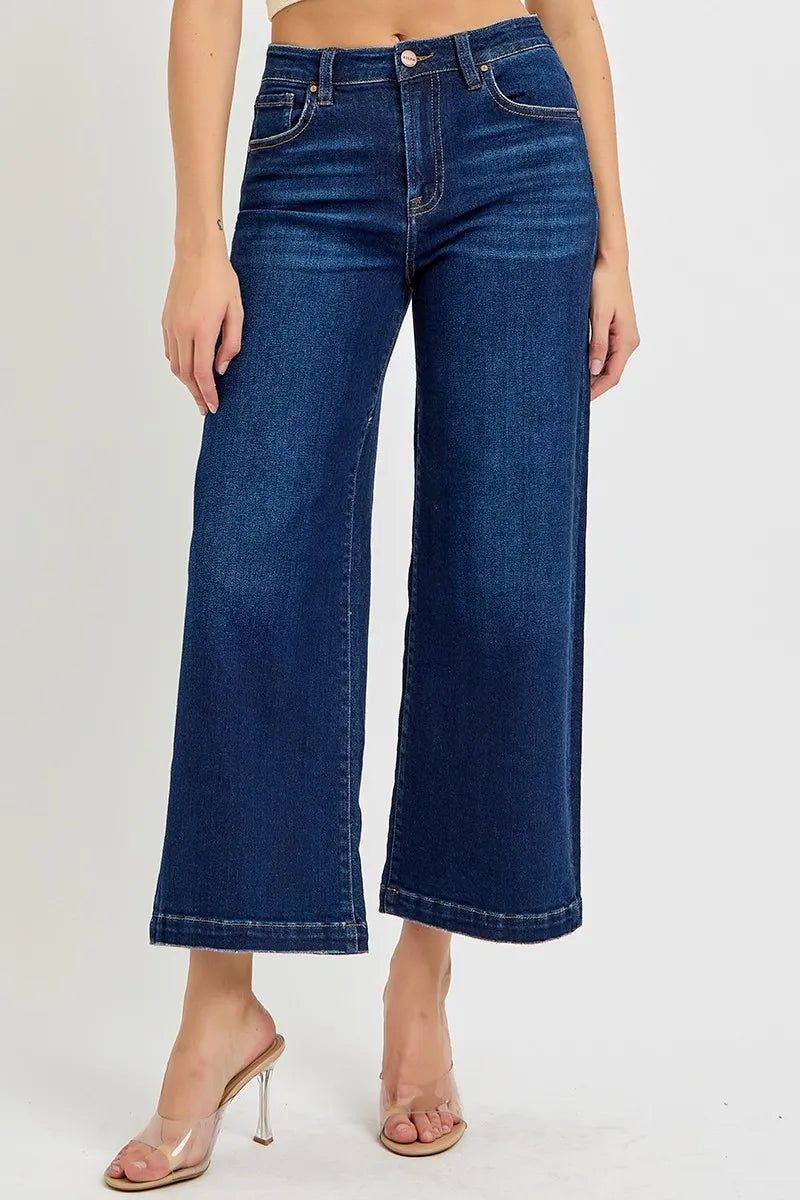 Sarah Express Women’s High Rise Cropped Wide Leg Jeans Casual
