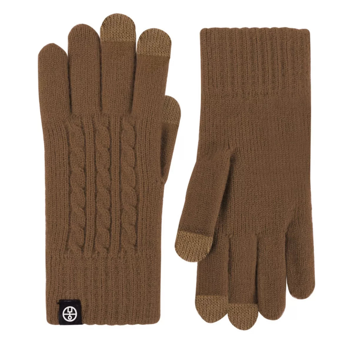 Sarah Express Women's Cable Knit Touchscreen Gloves Brown One Size
