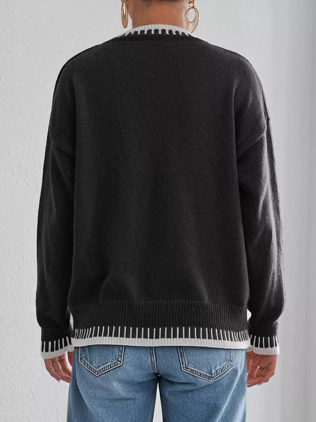 Sarah Express Women's Relaxed Fit Long Sleeve Sweater - Ribbed Knit Pullover