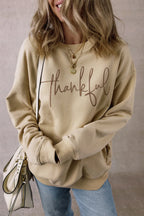 Sarah Express Women's THANKFUL Round Neck Long Sleeve Sweatshirt