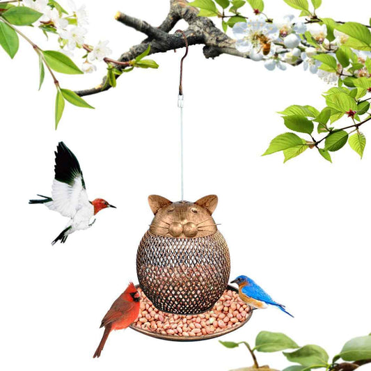 Sarah Express Cat Shaped Bird Feeder Vintage Handmade Outdoor Garden Decoration