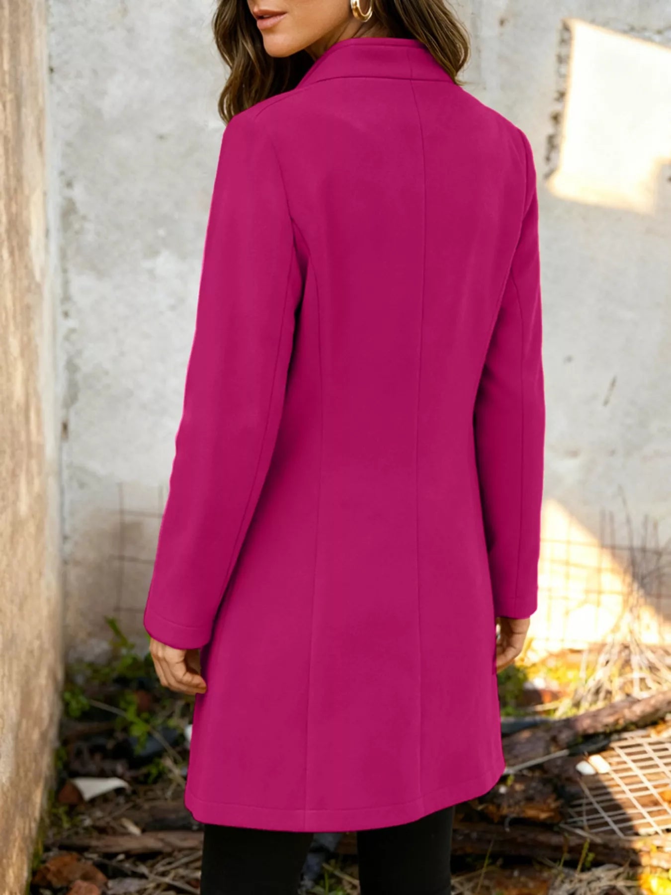 Sarah Express Women's Longline Button-Down Shirt Jacket with Pockets