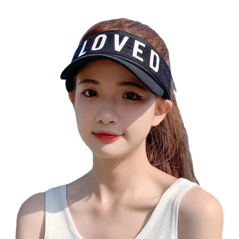 Sarah Express Women's Letter Print Sun Visor Adjustable Topless Hat UV Protection