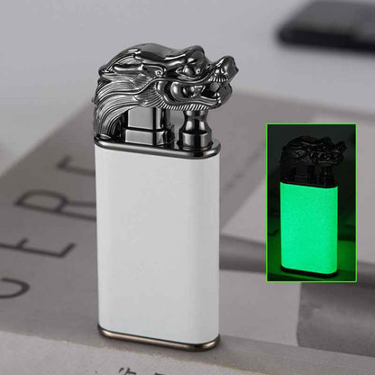 Sarah Express Blue Flame Metal Lighter - Windproof Butane Lighter with Dolphin Dragon Design Luminous Faucet 1PCS