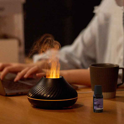Sarah Express Volcanic Flame Aroma Diffuser 130ml - USB Essential Oil Humidifier with LED Flame Light & Aromatherapy