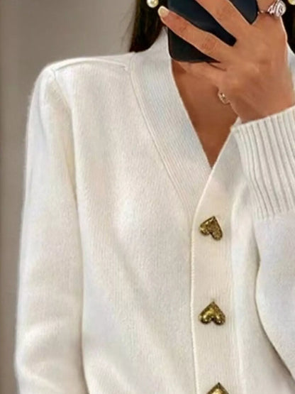 Sarah Express Women's Heart-Button Knit Cardigan Plus Size