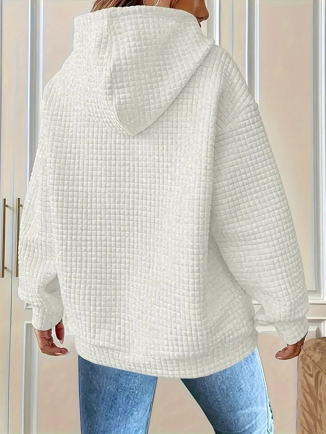 Sarah Express Women's Textured Knit Drawstring Hoodie