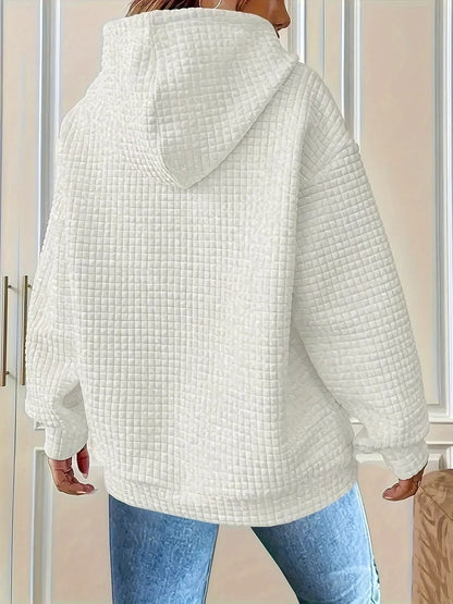 Sarah Express Women's Textured Knit Drawstring Hoodie