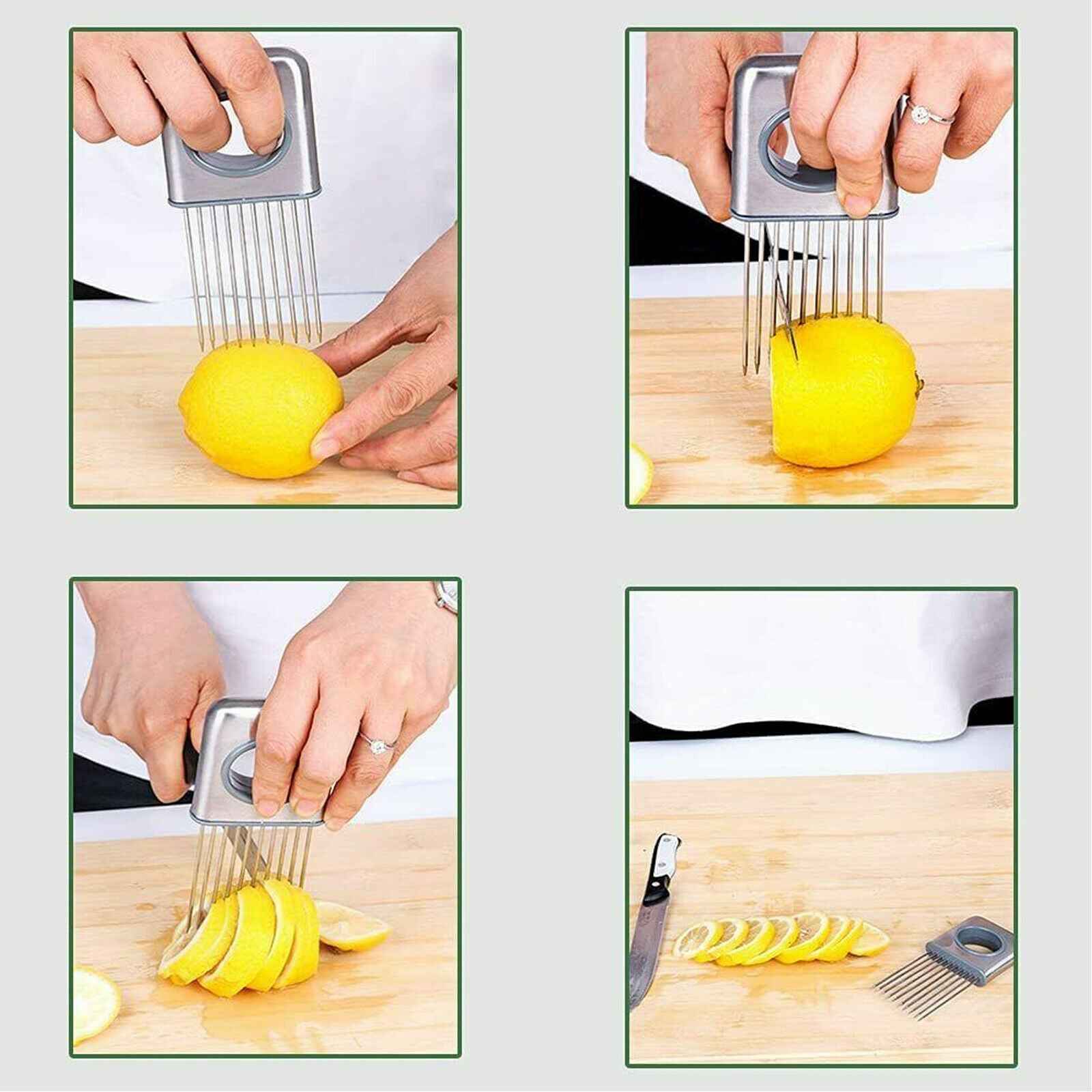 Sarah Express Stainless Steel Onion Holder Slicer - Vegetable Tomato Cutter Kitchen Gadget Tool