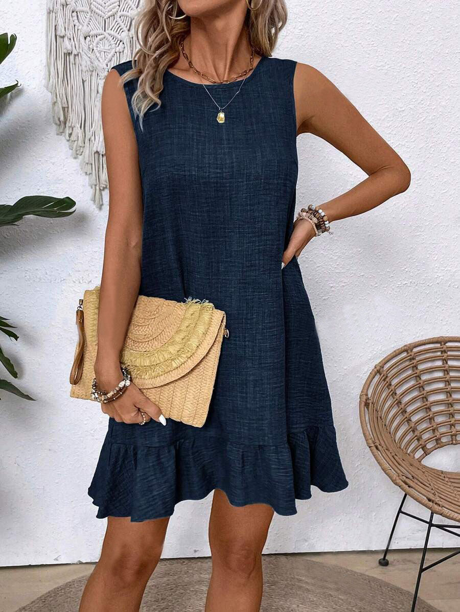Sarah Express Ruffle Sleeveless Beach Dress Casual Summer Midi Dress
