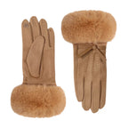 Trendsi Faux Fur Cuff Suede Gloves