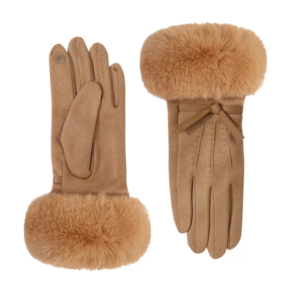 Trendsi Faux Fur Cuff Suede Gloves