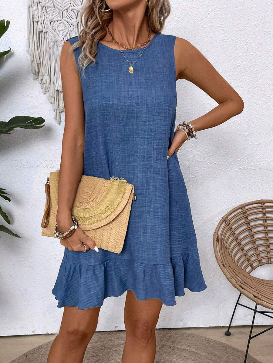 Sarah Express Ruffle Sleeveless Beach Dress Casual Summer Midi Dress