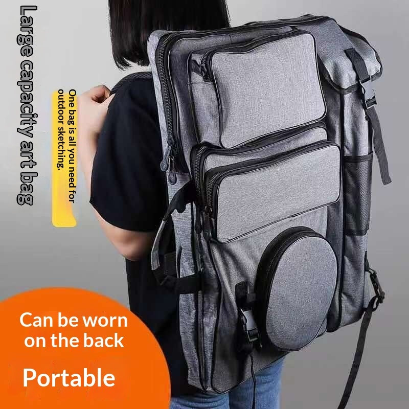 Sarah Express Large Canvas Art Drawing Backpack – Oxford Cloth Artist Bag | Extra Thick, 4K Black