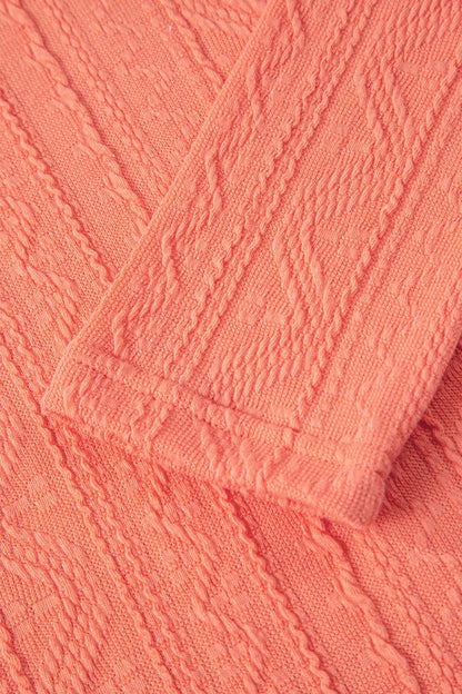 Sarah Express Women's Crochet Floral V-Neck Textured Top and Pants Two-Piece Set