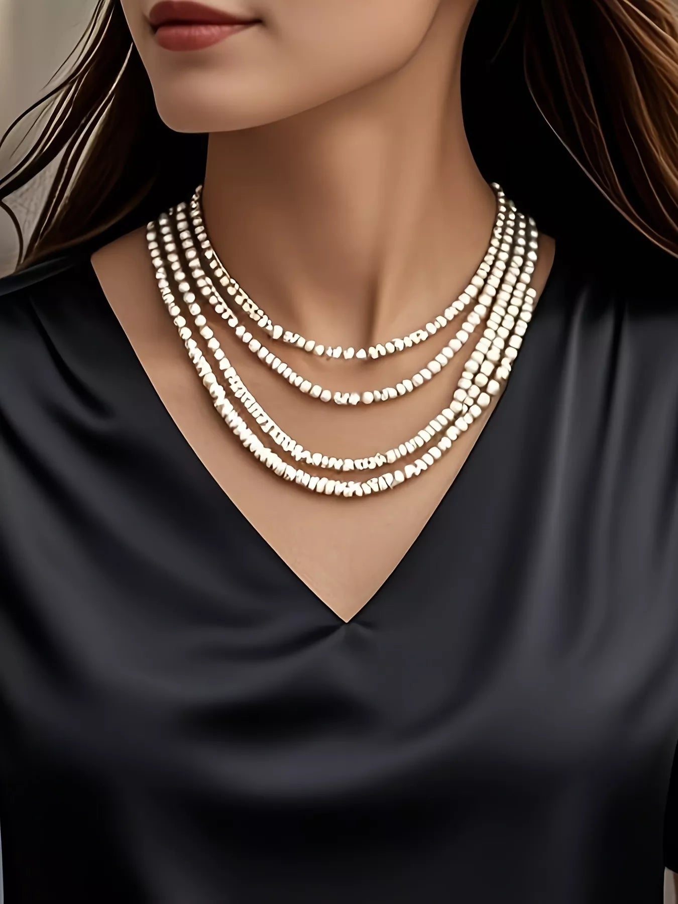 Sarah Express Women's V-Neck Short Sleeve Satin Blouse